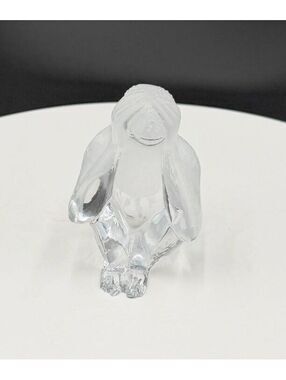 Daum Crystal Three Wise Monkeys See No Evil Seated Glass Figurine Signed